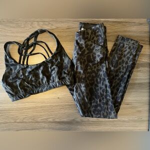 Victoria's Secret Black Leopard Bra and Leggings Set